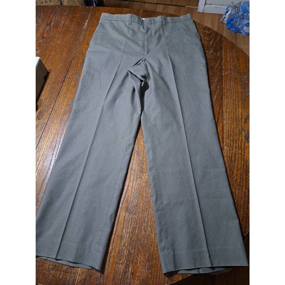 Vintage 36x30 Haggar Magic Stretch Grey Cotton Flat Front Pleat Leg Dress Pants